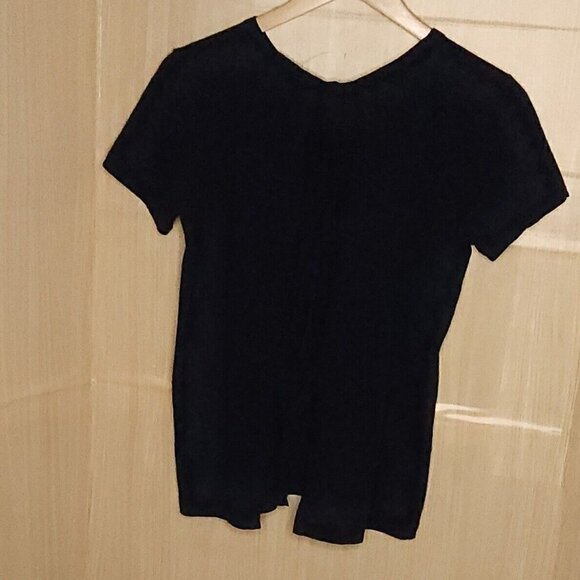 Helmut Lang Cashmere Blend Navy Blue Back Tie Knit Top Small - Picture 2 of 6